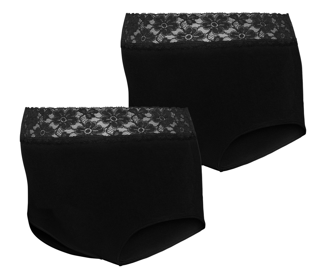 Két fekete MAMALICIOUS MLHEAL HW LACE PANTIES 2-P NOOS bugyi van egymáson.