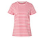 Csíkos, rózsaszín-fehér póló.