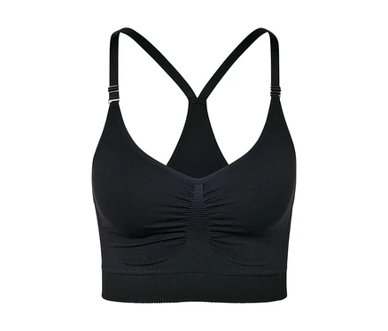 Fekete varrásmentes bustier sportmelltartó.