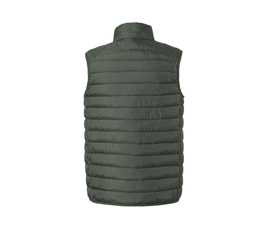 Khaki színű steppelt mellény.