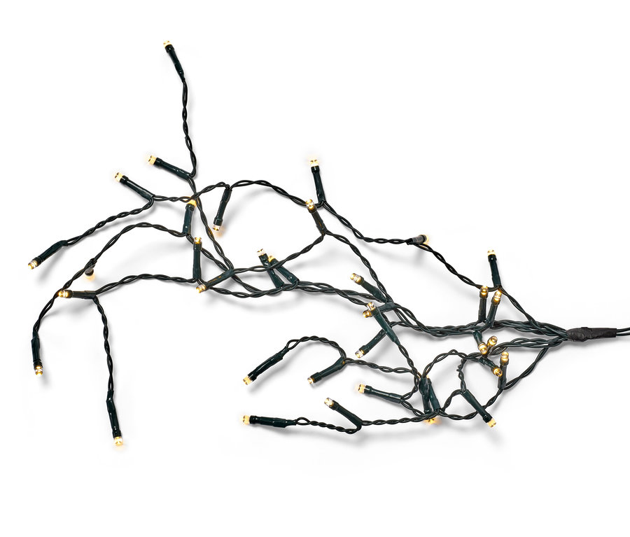 LED-es égősor, inda formájú, fehér háttéren.