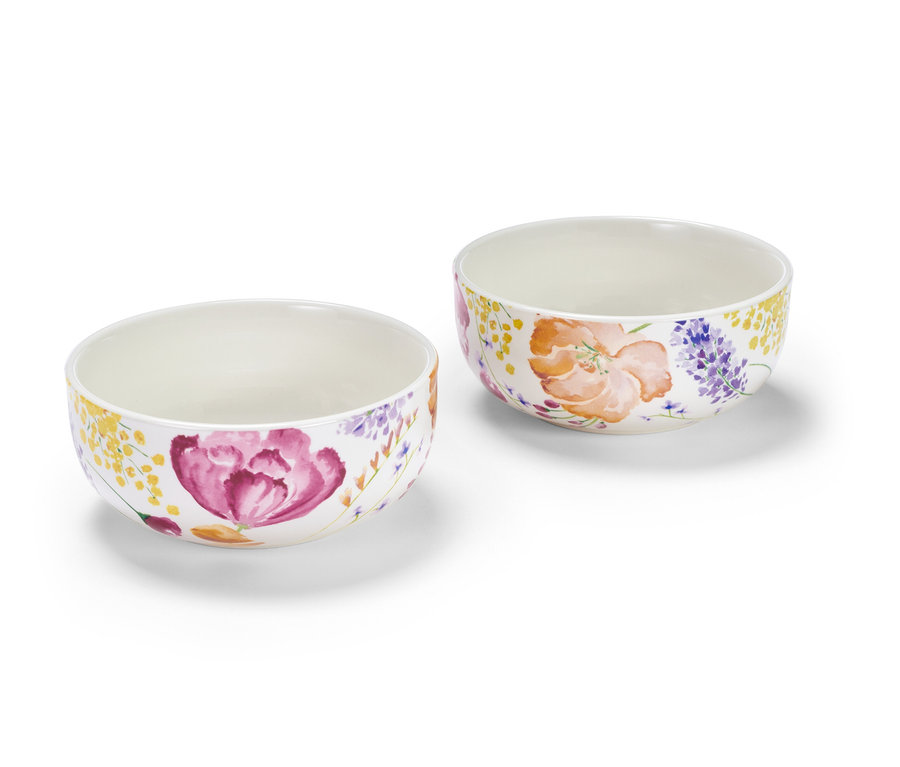 Két virágmintás porcelán tál, 450 ml-es.