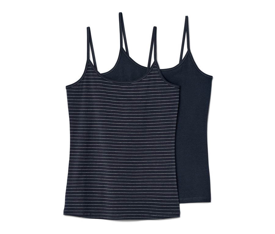 Két spagettipántos trikó, egy csíkos és egy egyszínű.