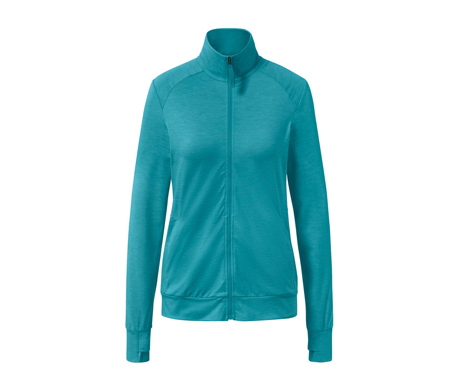 Türkiz, cipzáras funkcionális felső.