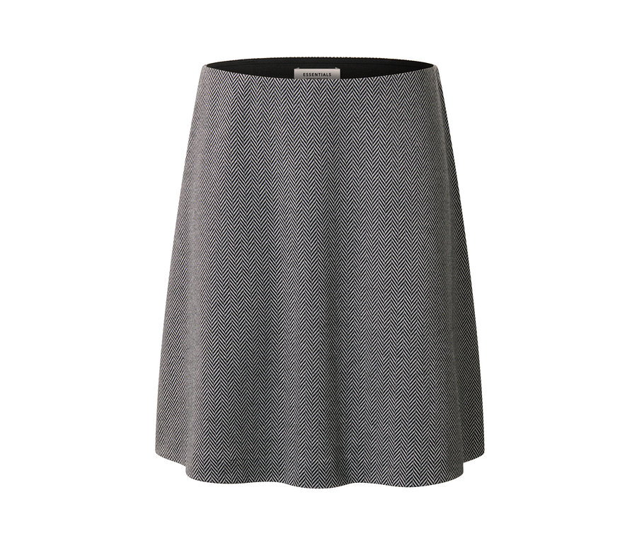 Szürke női lezser szoknya fekete derékpánttal.