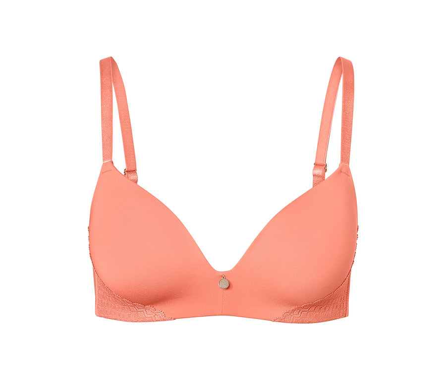 Papaya színű, puha kosaras női melltartó.