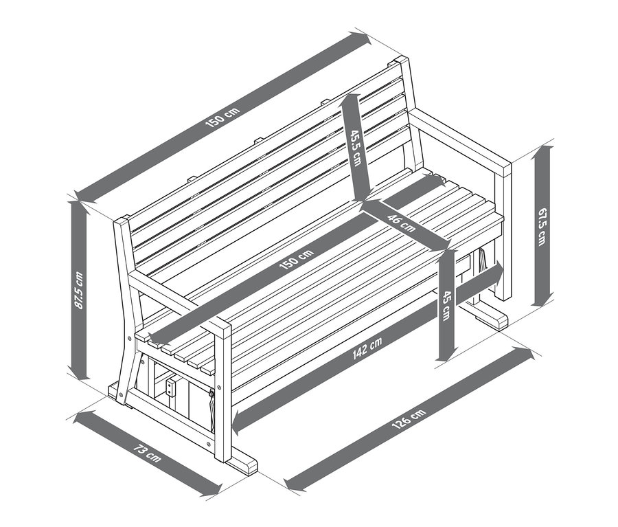 A hinta pad méretei.