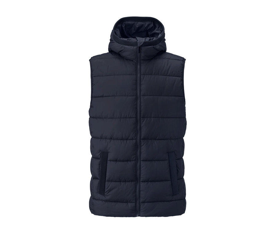 Sötétkék, férfi steppelt mellény.