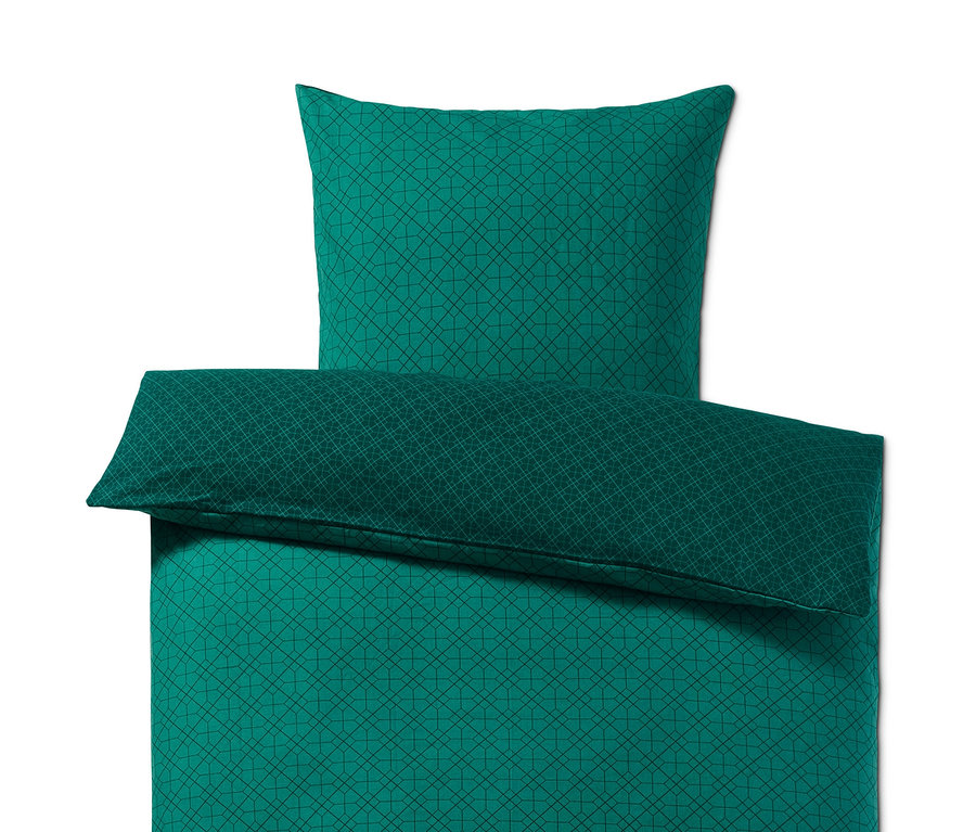 Mintás, zöld pamutflanel ágynemű, normál méret.