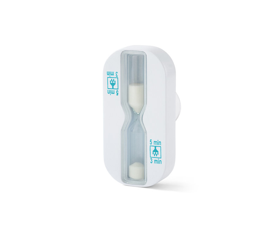 Egy fehér homokóra zuhanyzáshoz, fehér homokkal.