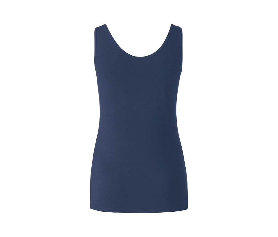 Kék női trikó fehér háttérrel.