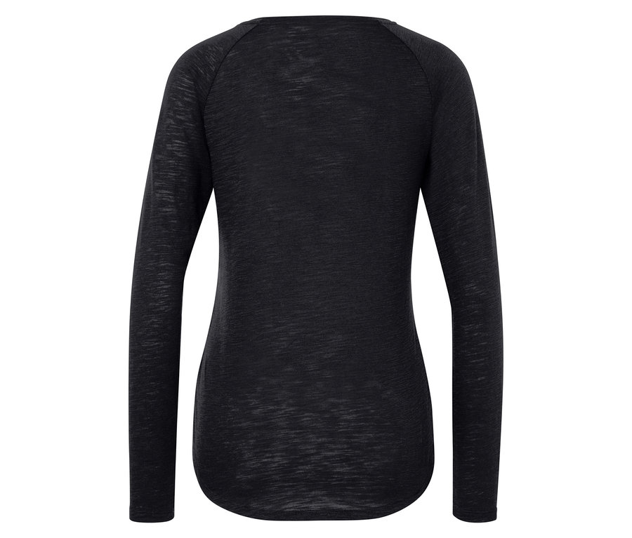 Fekete hosszú ujjú póló hátulról.