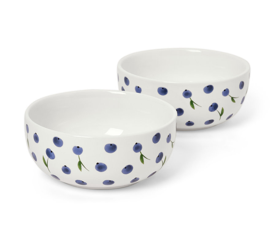Két fehér 2 tál áfonya mintával.