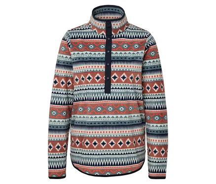 Mintás, gombos fleece pulóver.