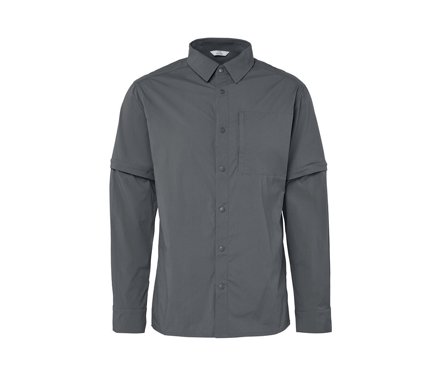 Szürke, hosszú ujjú túraing egy zsebbel.