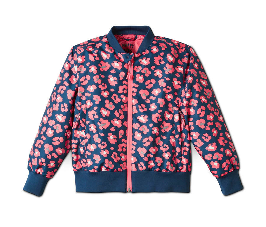 Navy kék, leopárdmintás lány bomber dzseki.