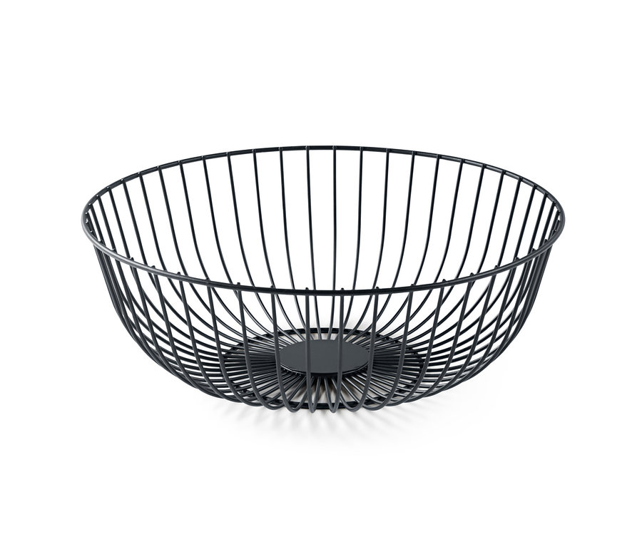 Drótkosár fekete színben, fehér háttérrel.
