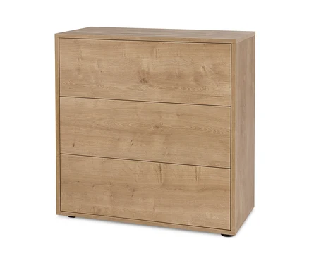 Egy kb. 75 x 75 cm-es, 3 fiókos, tölgy dekor »Flemming« szekrénymodul.