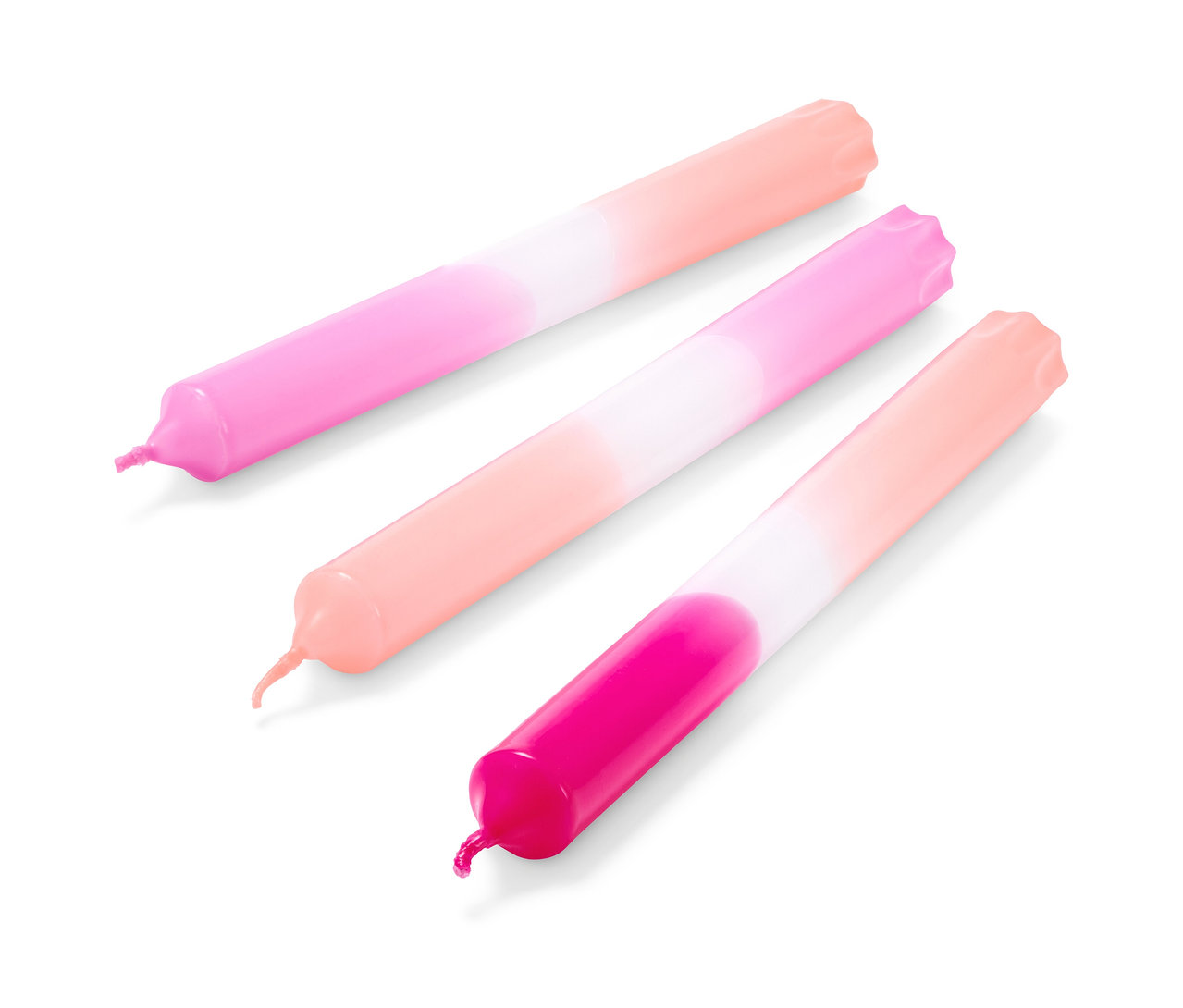 3 hosszú gyertya, rózsaszín/pink