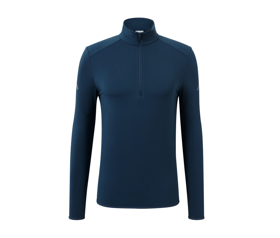 Kék, hosszú ujjú, rövid cipzáras funkcionális termofelső.
