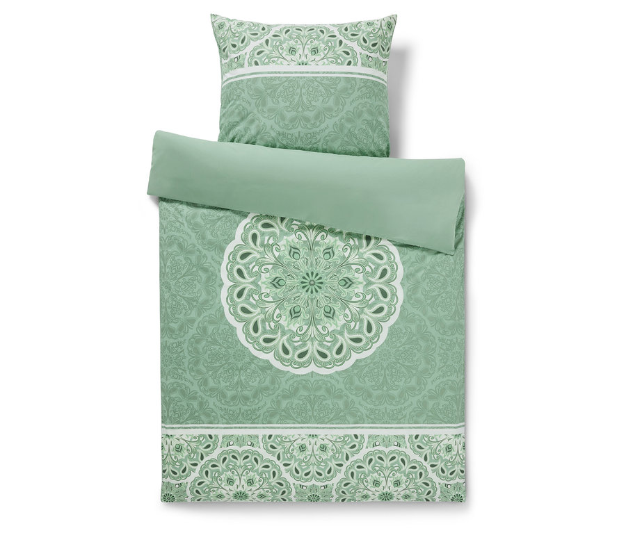Zöld, mandala mintás, normál és extra méretű renforcé ágynemű.