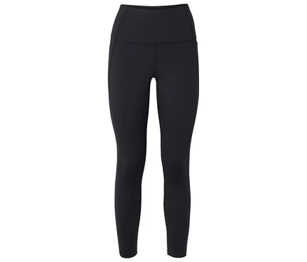 Fekete, magas derekú leggings semleges háttér előtt.