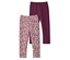 Két leggings van egymáson, az egyik egyszínű borvörös, a másik leopárdmintás bézs és borvörös színben.