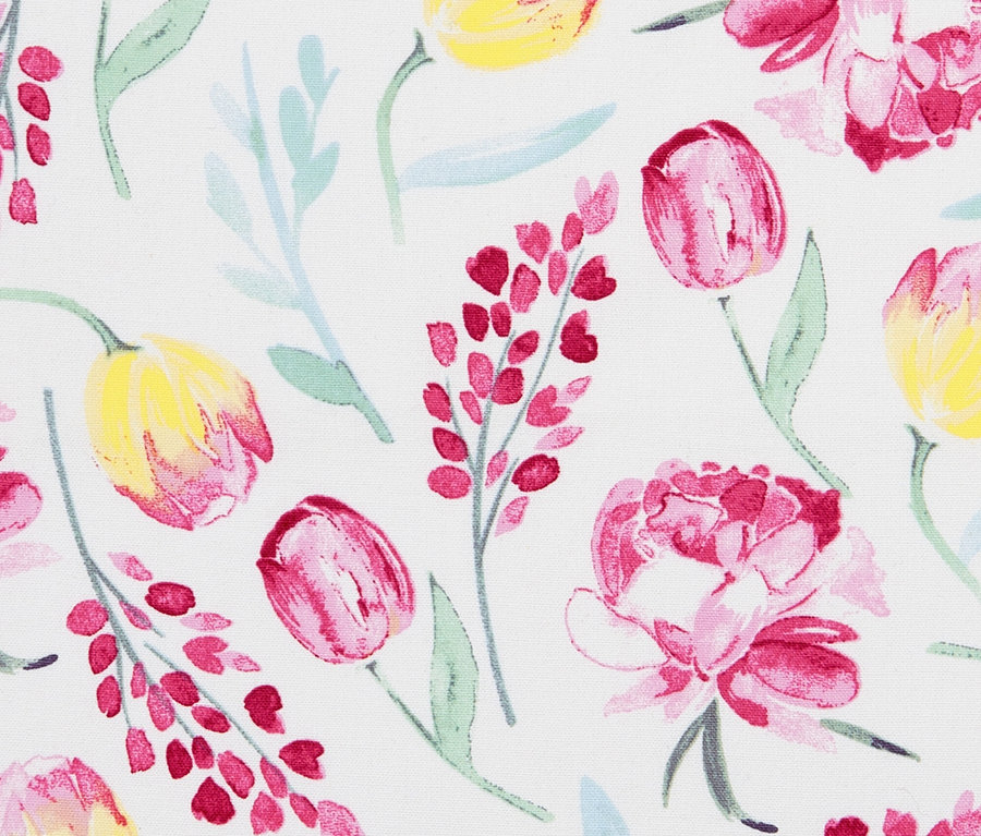 Virágmintás anyag. 3 konyharuha szettben, nyuszis/virágos.