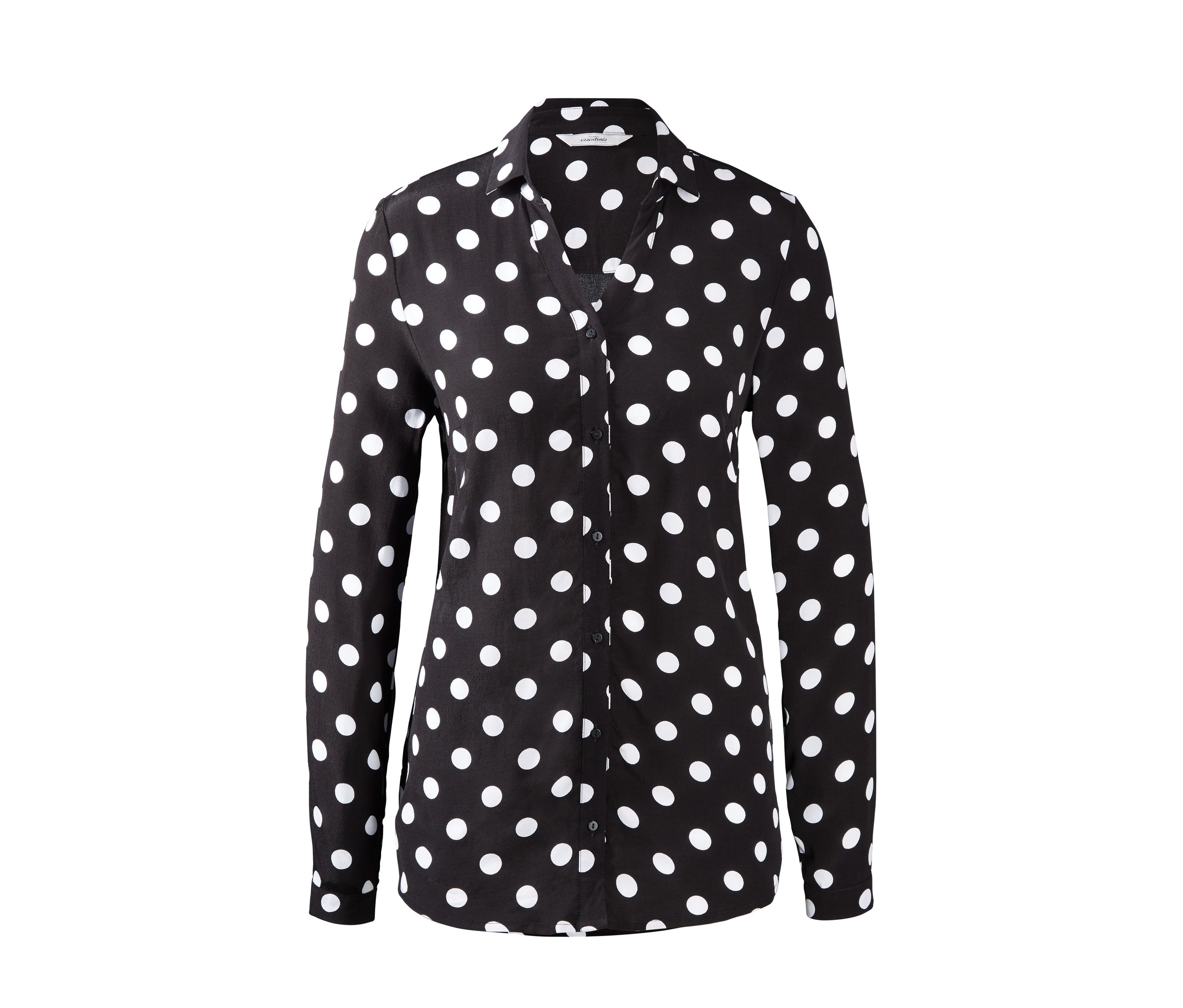 Fekete, pöttyös női blúz.