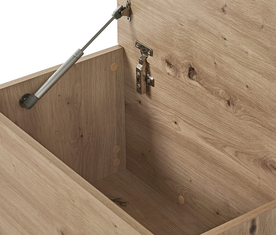 Nyitott pad, tárolóval, tölgy.