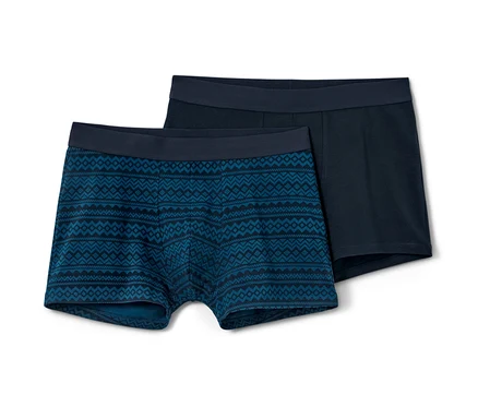 Két boxeralsó, egy norvég mintás, egy sötétkék.