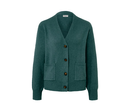 Kötött kardigán gyapjúval, sötétzöld