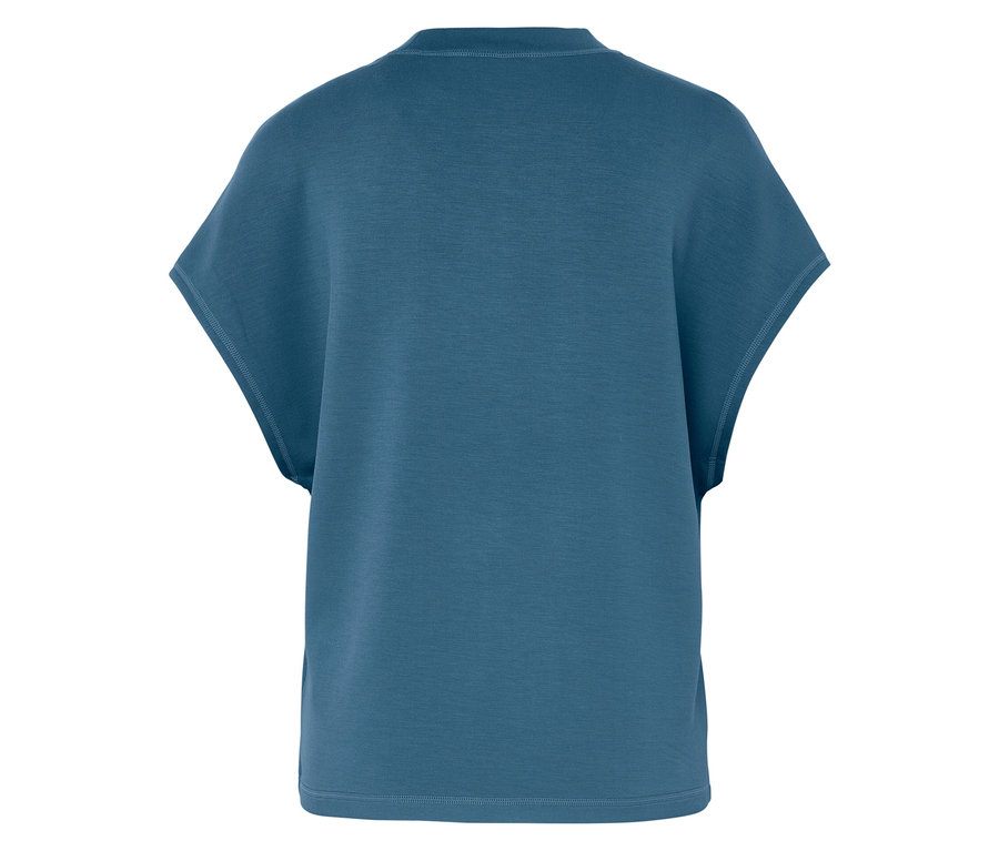 Kék, rövid ujjú póló hátulról.