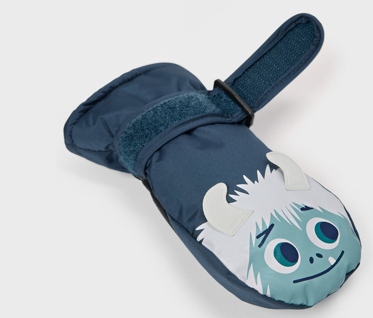 Kék gyerek egyujjas kesztyű hóember mintával.