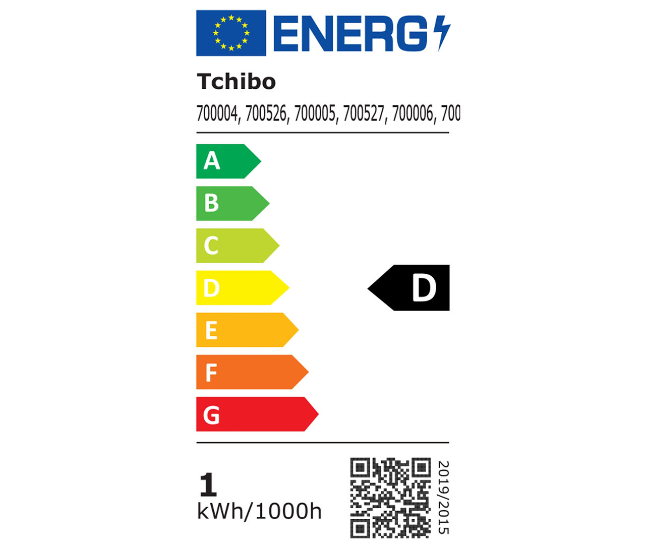 Energiacímke D energiahatékonysági osztállyal.
