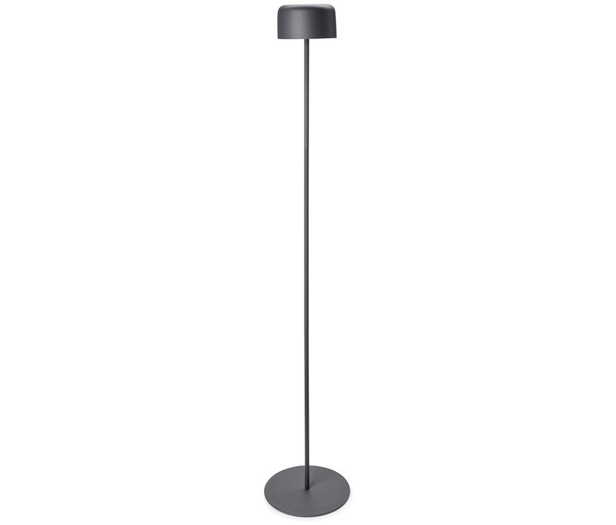 Szürke állólámpa fehér háttér előtt.