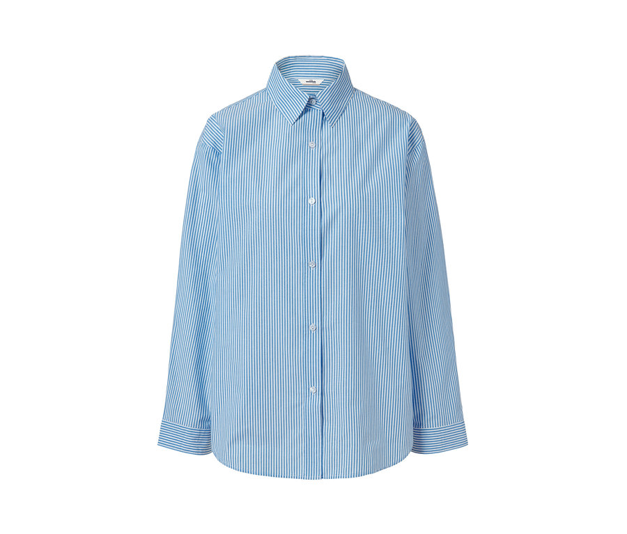 Csíkos női puplin blúz.