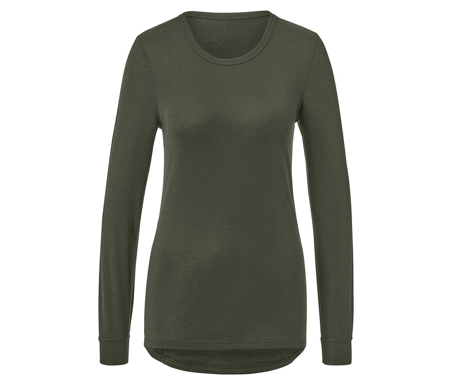 Khaki színű, hosszú ujjú funkcionális termo aláöltözet.