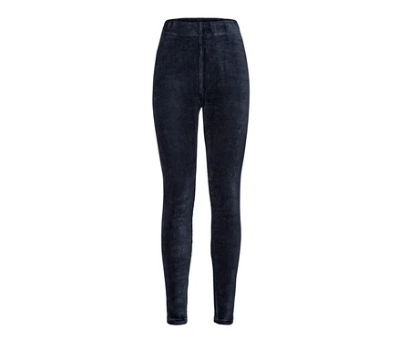 Sötétkék női kordbársony leggings fehér alapon.