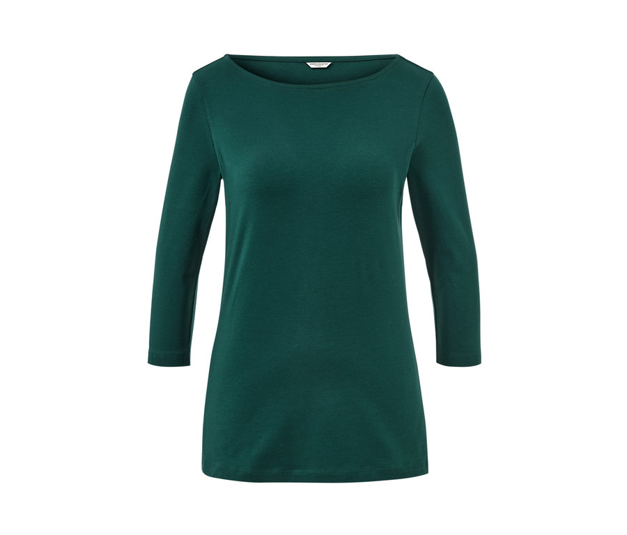 Sötétzöld, 3/4-es ujjú felső.