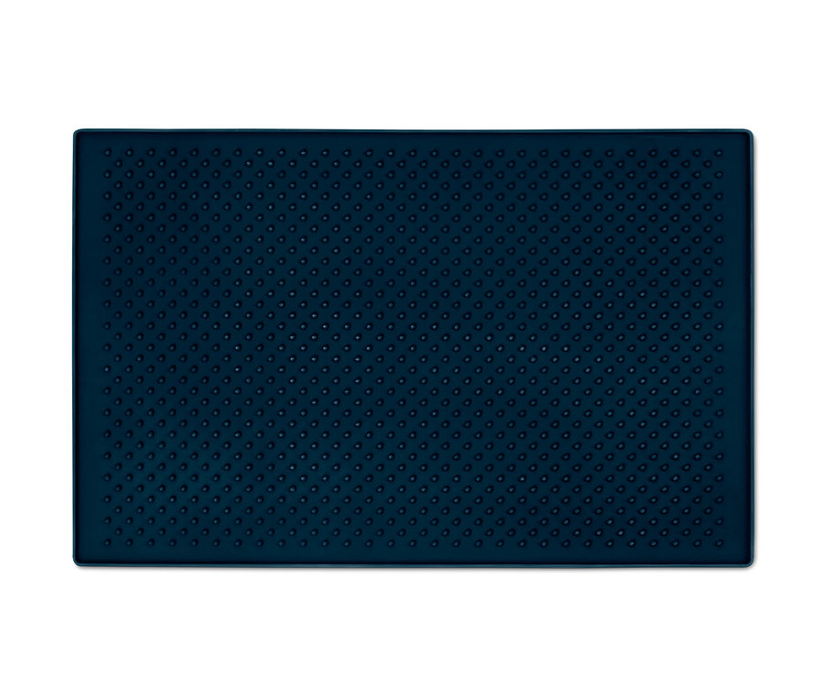 Kék alátét etetőtálhoz, közelről.