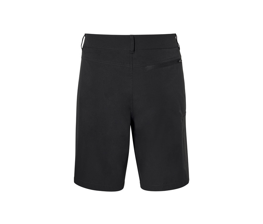 A softshell funkcionális rövidnadrág hátulnézetének részletes képe.