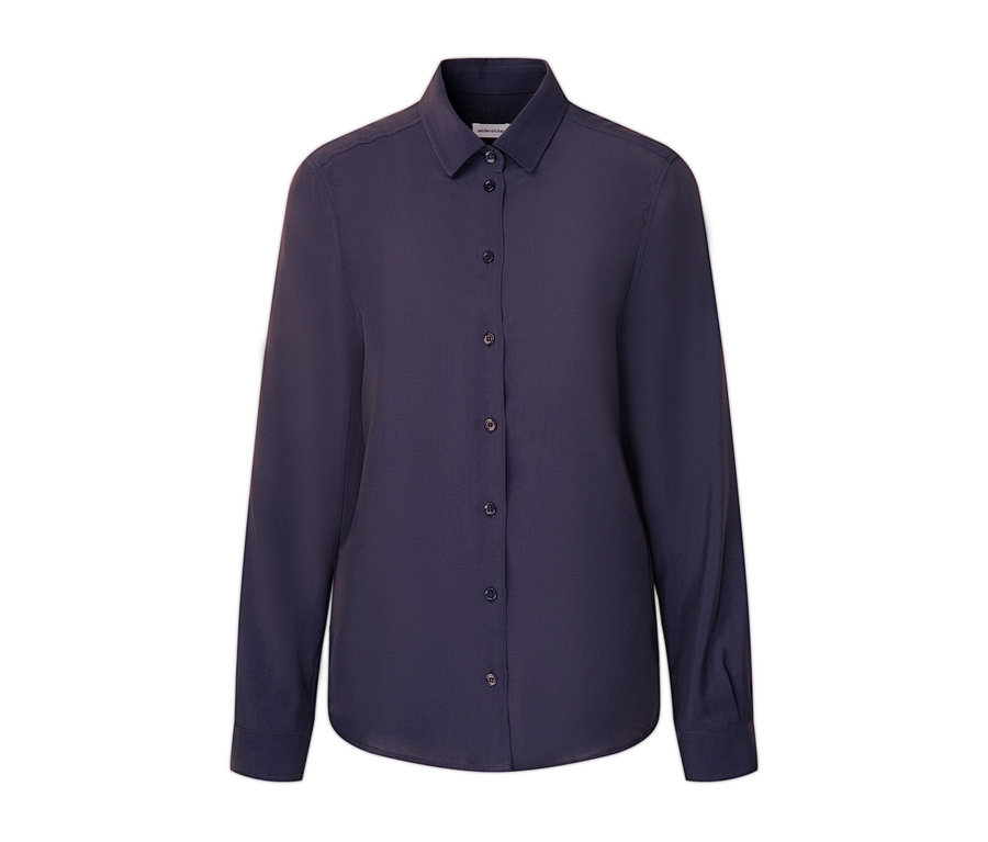 Egy kék Seidensticker blúz viszkózból, hosszú ujjakkal és gombokkal.