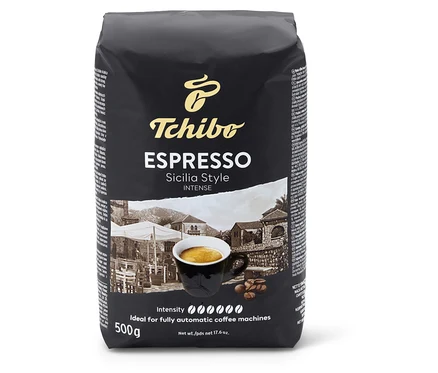 Egy csomag Tchibo Espresso Sicilia Style 500g kávébab.