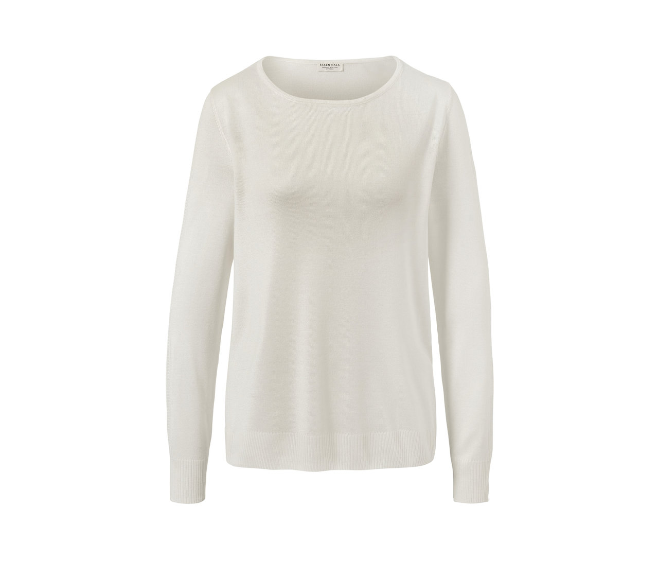 Krémszínű finom kötésű pulóver.