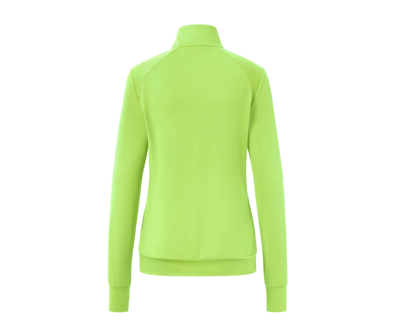 Hátulnézet egy sárgászöld funkcionális felsőről.