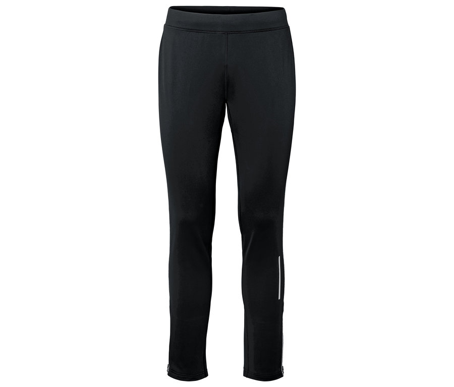 Fekete sport leggings fényvisszaverő részletekkel a szárakon.
