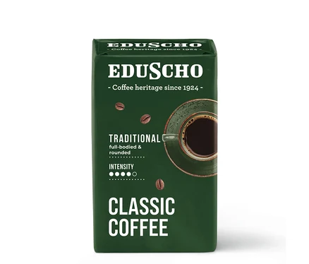 Eduscho Classic Coffee Traditional - 250g őrölt, pörkölt kávé csomagolása.