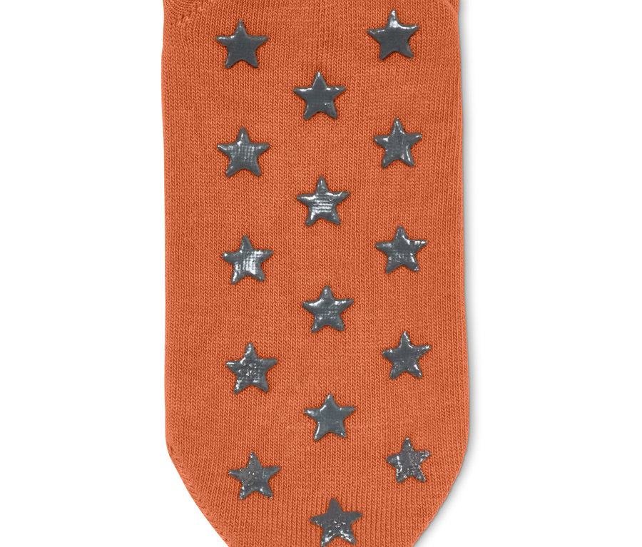 Narancssárga zokni szürke csillagokkal, 5 pár gyerek zokni szettben.