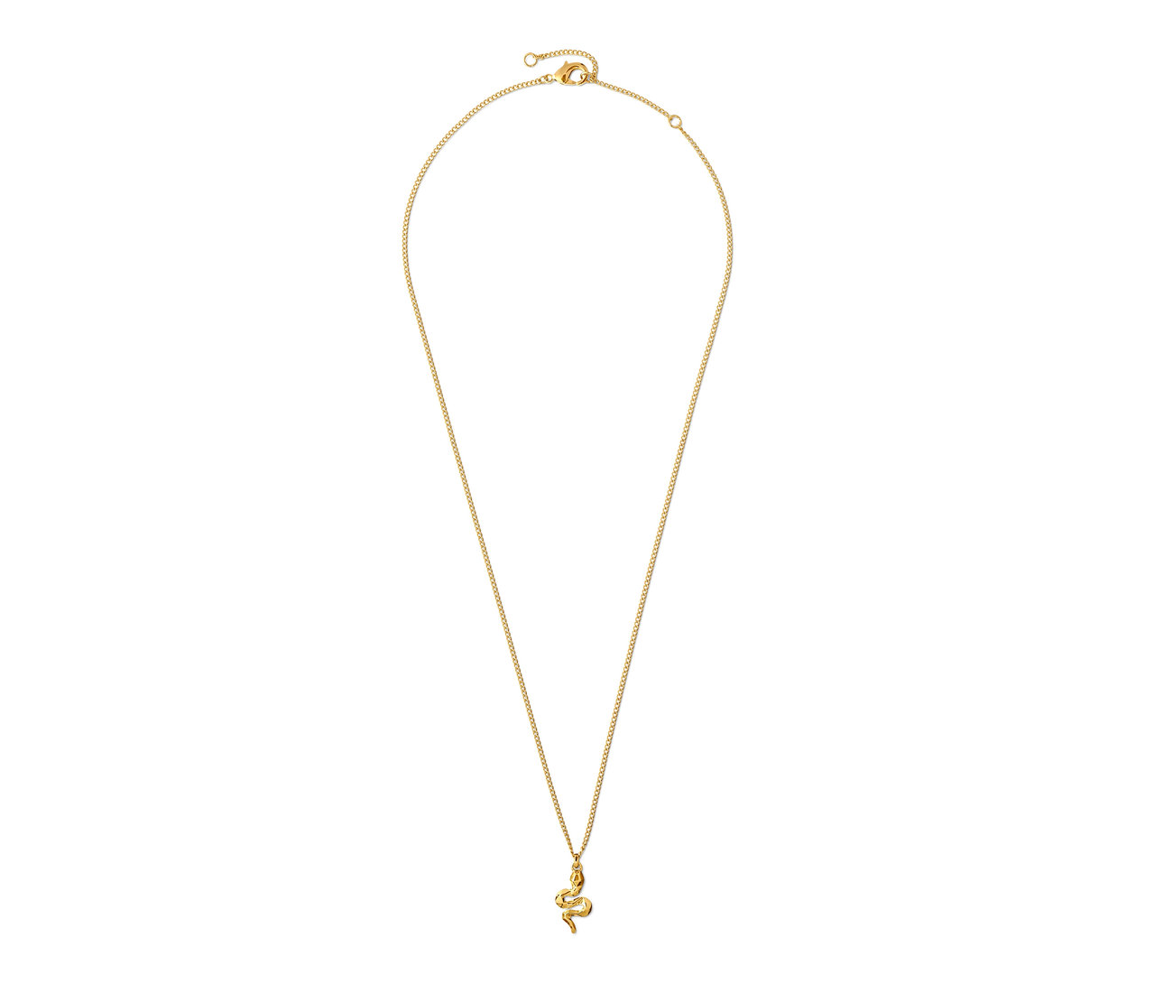 Arany színű, kígyó medállal díszített női nyaklánc.